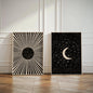 Boho Sun & Moon Canvas Art Set of 2