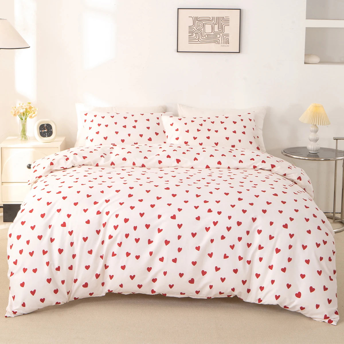 Red Heart Duvet Cover Set