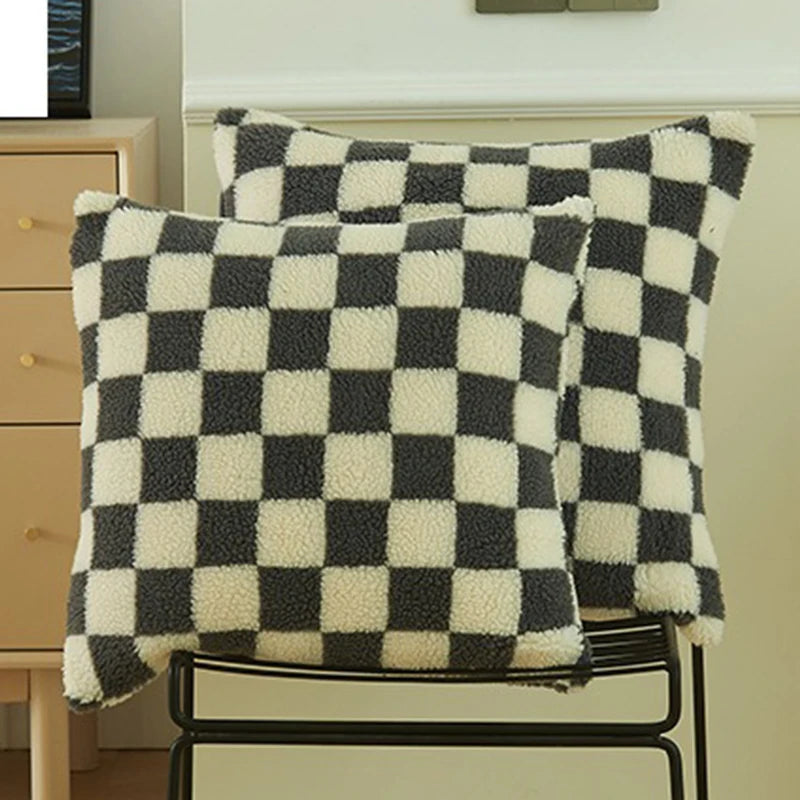 Black Faux Fur Throw Pillow Cover