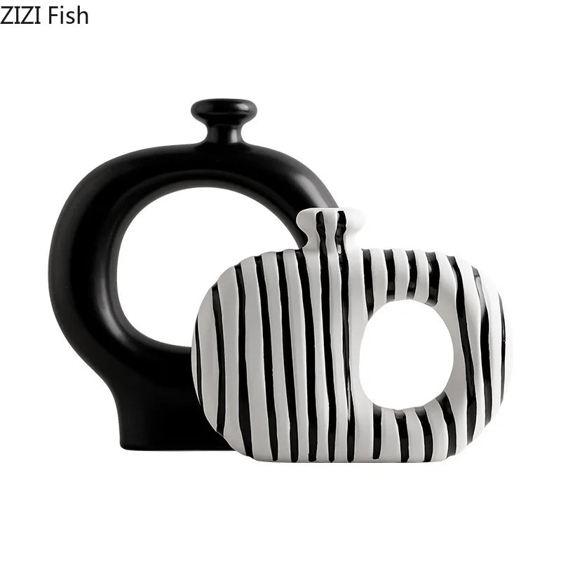 Zebra Stripe Ceramic Vase