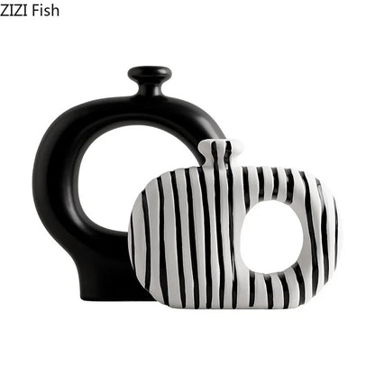 Zebra Stripe Ceramic Vase