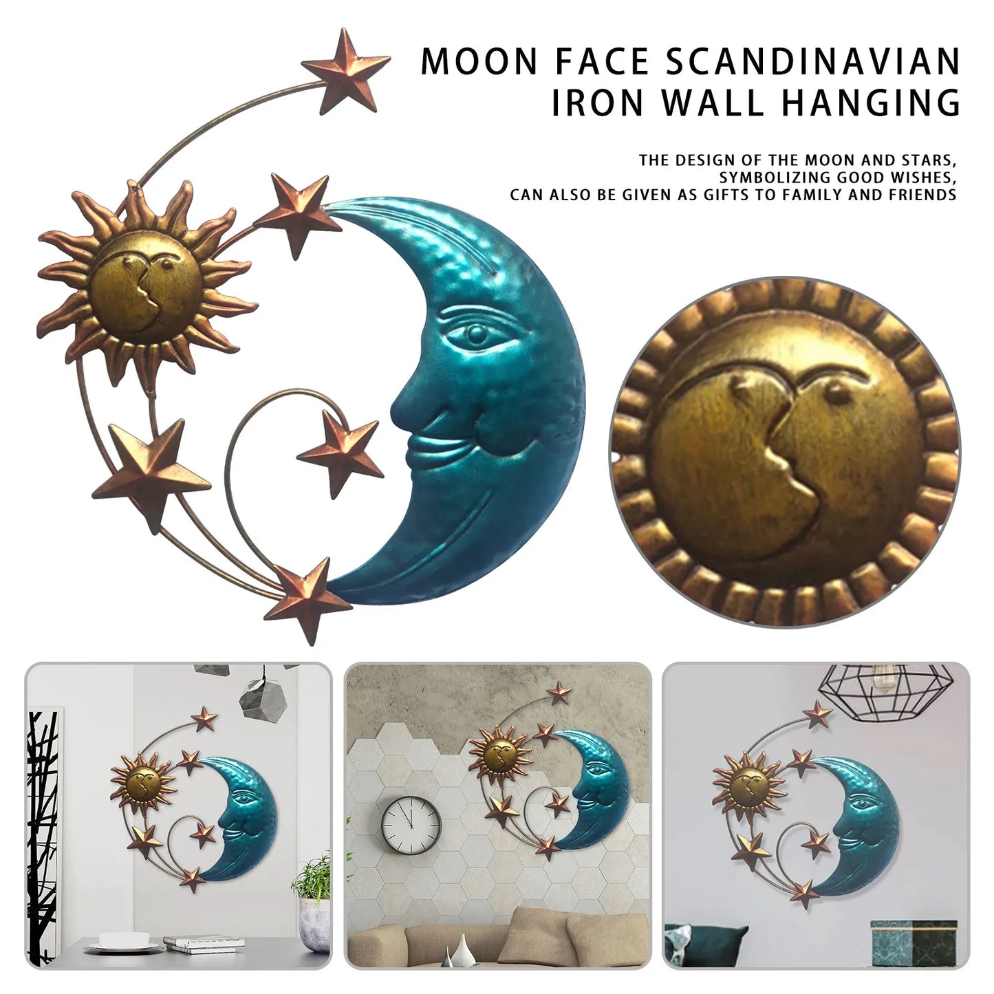 Sun Moon Star Metal Wall Art
