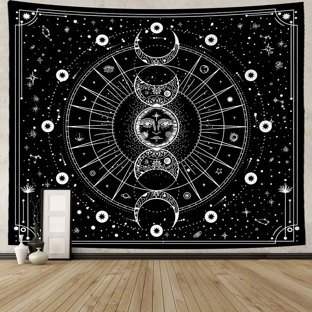Star and Moon Embroidered Tapestry