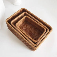 Handwoven Rattan Storage Baskets