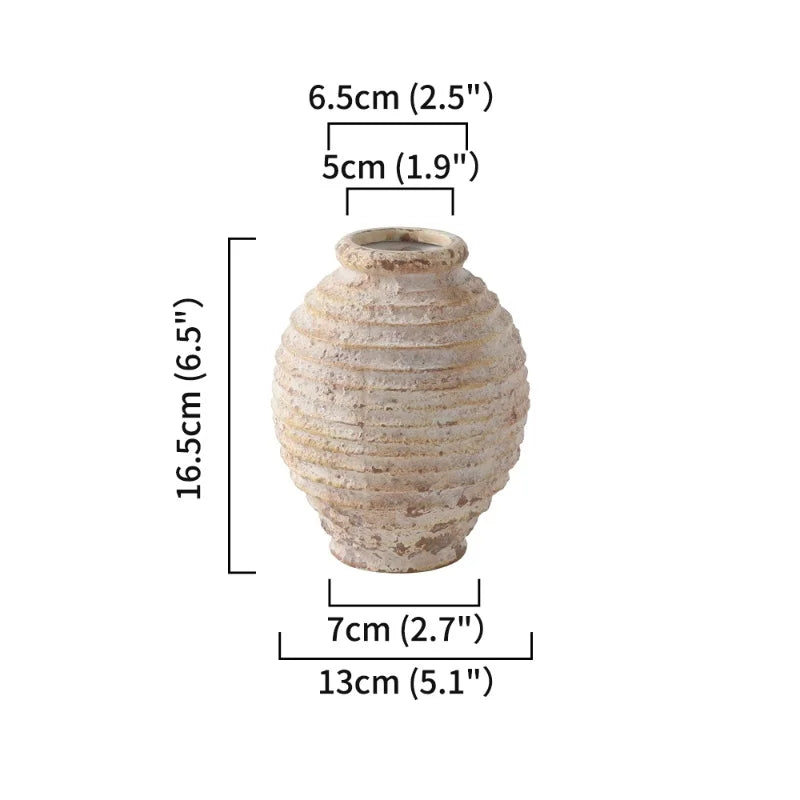 Retro Clay Pottery Vase 21.5cm