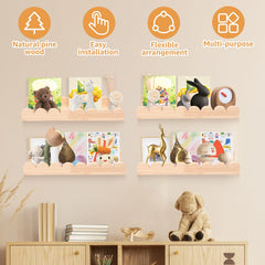 Scalloped Wood Wall Storage Shelf Set