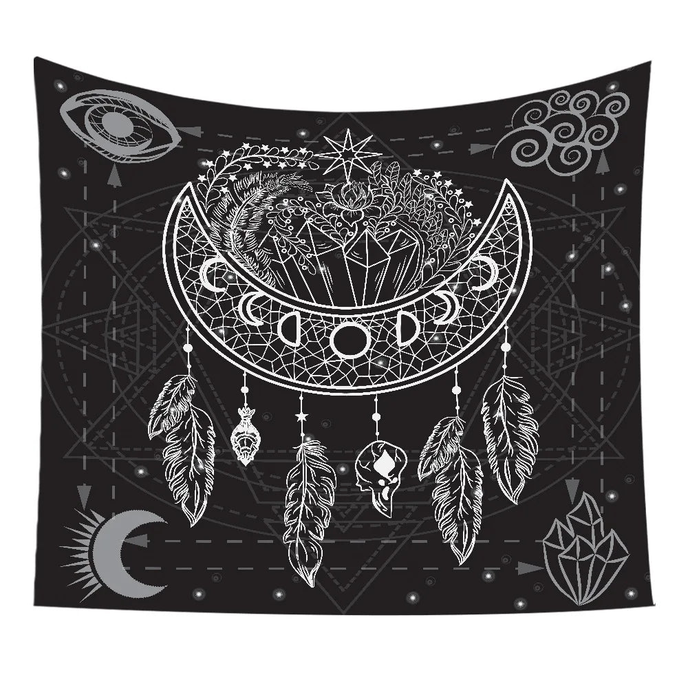 Star and Moon Embroidered Tapestry