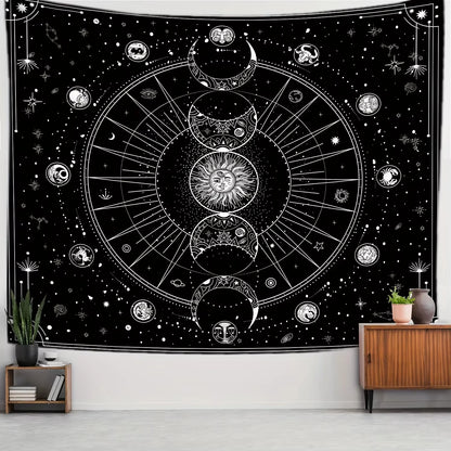 Star and Moon Embroidered Tapestry