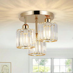Gold Crystal Semi-Flush Ceiling Light