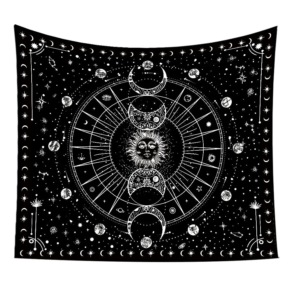 Star and Moon Embroidered Tapestry