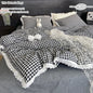 Cream Checkered Bedding Set