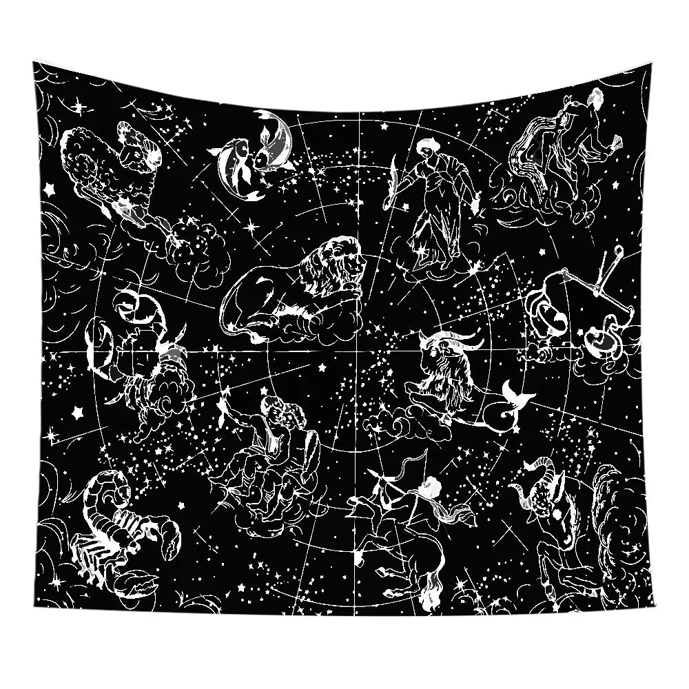 Star and Moon Embroidered Tapestry
