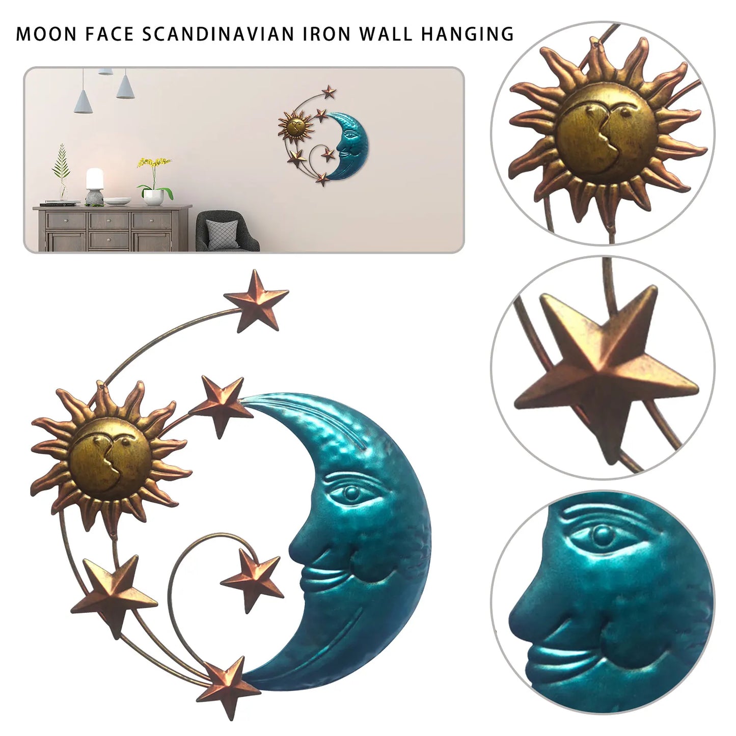 Sun Moon Star Metal Wall Art