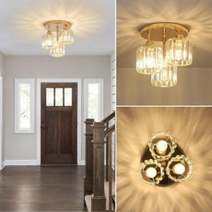 Gold Crystal Semi-Flush Ceiling Light