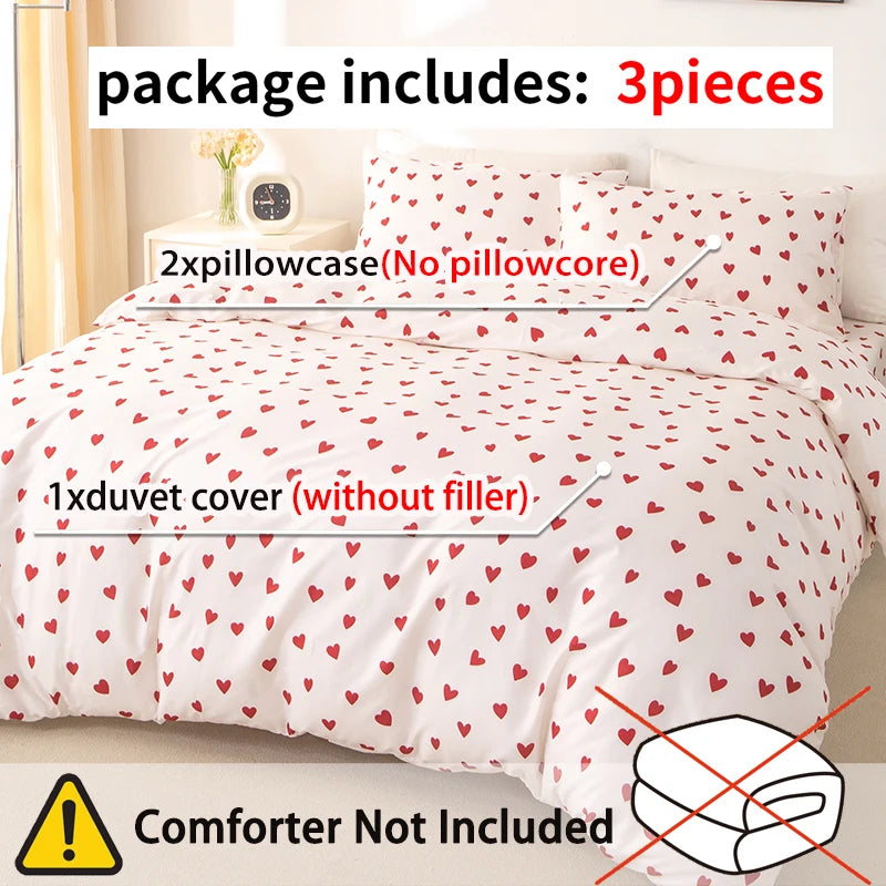 Red Heart Duvet Cover Set