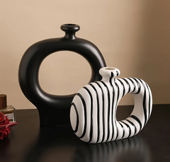 Zebra Stripe Ceramic Vase