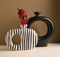 Zebra Stripe Ceramic Vase