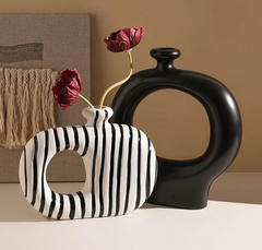 Zebra Stripe Ceramic Vase