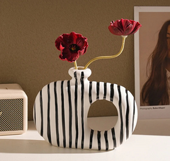 Zebra Stripe Ceramic Vase