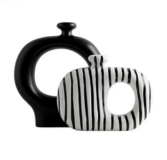 Zebra Stripe Ceramic Vase