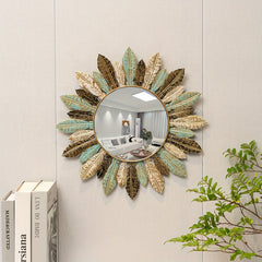 Round Feather Wall Mirror
