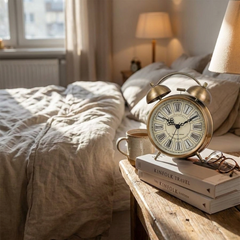 Vintage Metal Alarm Clock in use