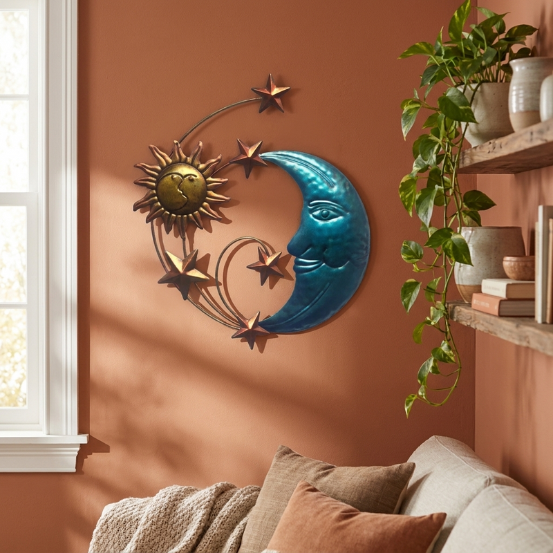 Sun Moon Star Metal Wall Art
