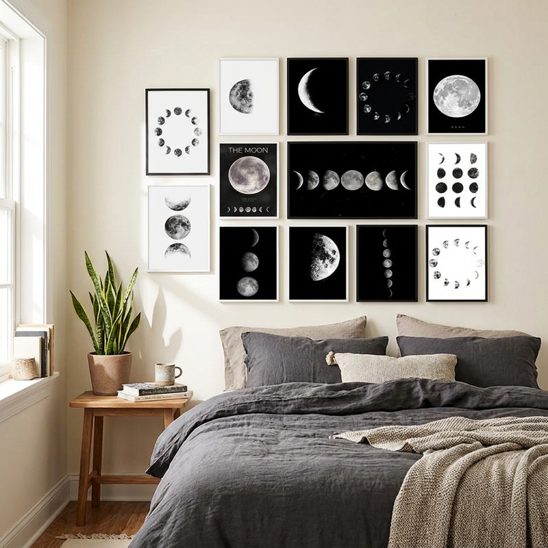 Moon Phase Canvas Wall Art Prints