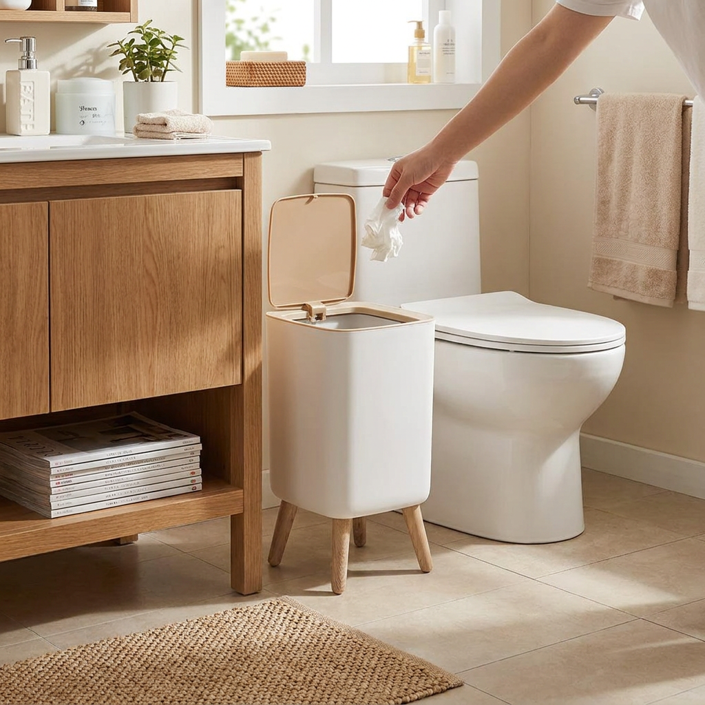 Wood Grain Press-Top Waste Bin lifestyle