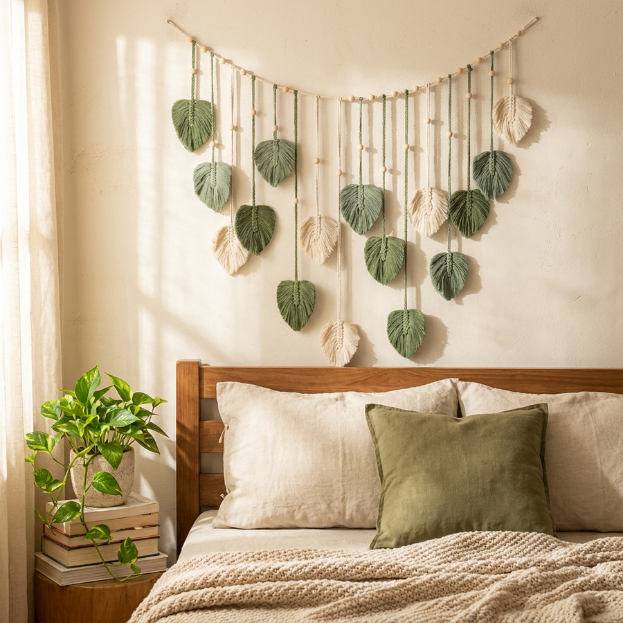 Boho Leaf Macrame Wall Hanging