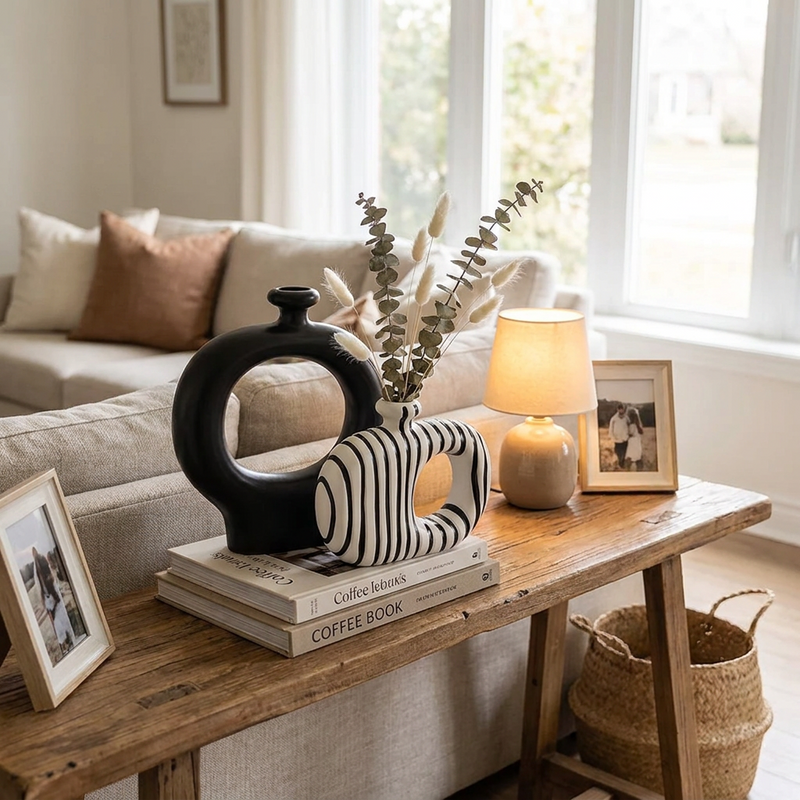 Zebra Stripe Ceramic Vase