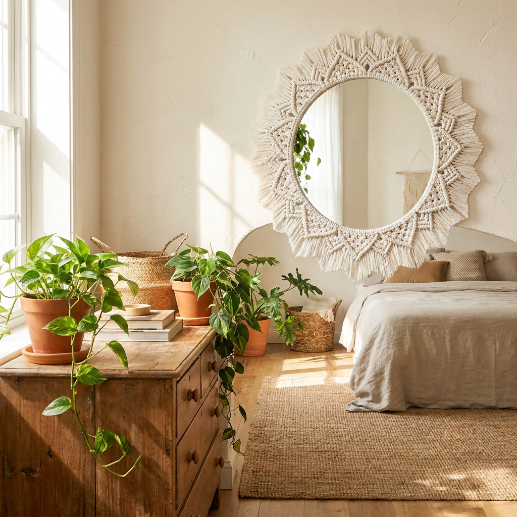 Macrame Wall Mirror lifestyle photo