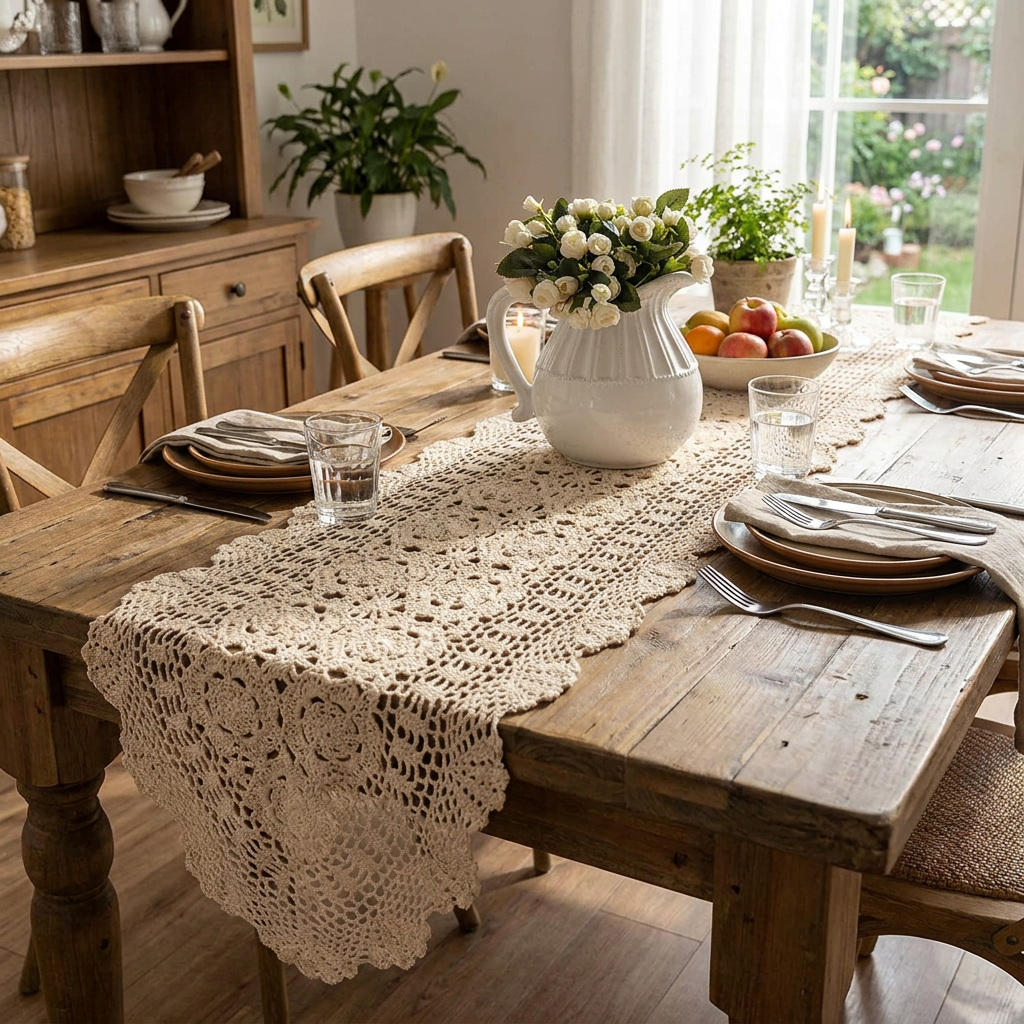Vintage Crochet Table Runner lifestyle photo
