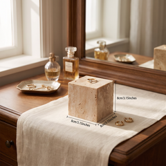 Marble jewelry display block, Small 8x8x8cm, styled vanity setting
