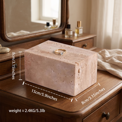 Marble jewelry display block, Medium 8x8x15cm, styled vanity setting