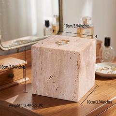 Marble jewelry display block, Large 10x10x10cm, styled vanity setting