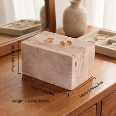 Marble jewelry display block, X-Large 10x10x15cm, styled vanity setting