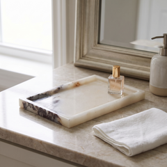 Marble vanity tray, Less Viola Textures, premium styled countertop