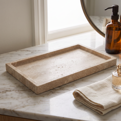 Marble vanity tray, Beige Travertine, premium styled countertop