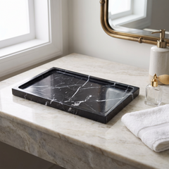 Marble vanity tray, Black White, premium styled countertop