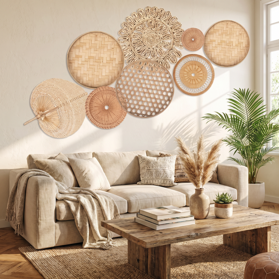 Natural Wall Basket Set
