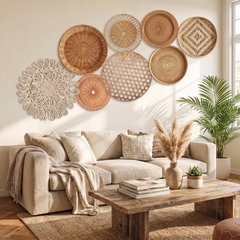 Natural wall basket set, Set B, 8 baskets styled wall gallery