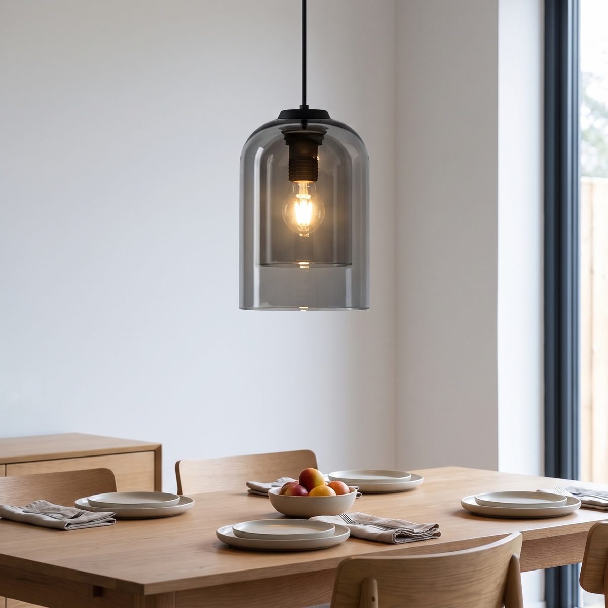 Nordic Glass Pendant Light - Grey / Warm White