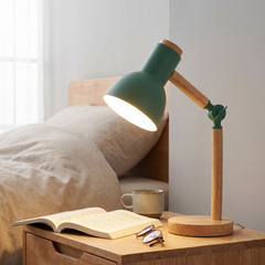 Adjustable Wood Desk Lamp - Green