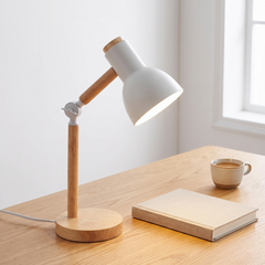 Adjustable Wood Desk Lamp - White