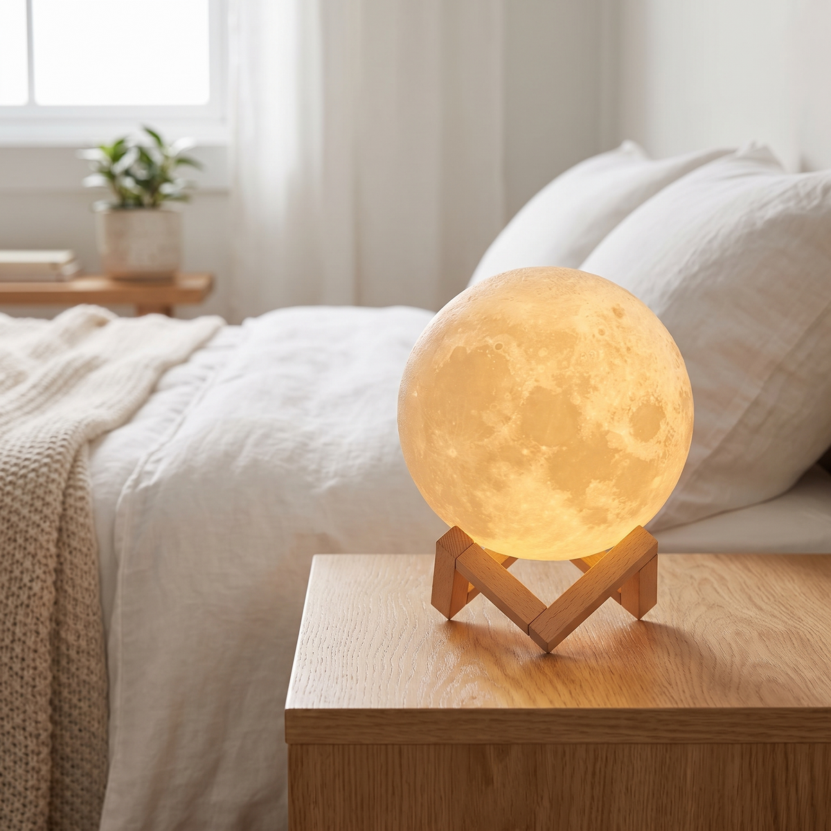 Moon Lamp LED Night Light with Stand - Warm Light