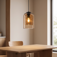 Nordic Glass Pendant Light - Amber / Cool White