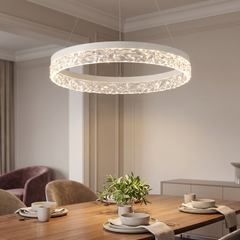 Gold Ring Ceiling Chandelier - White Sparkle