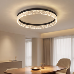 Gold Ring Ceiling Chandelier - Black Sparkle