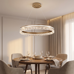 Gold Ring Ceiling Chandelier - Hanging Bronze Sparkle